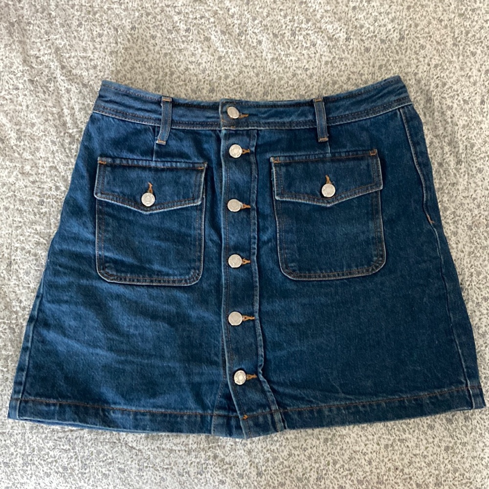LOFT medium wash button front denim skirt